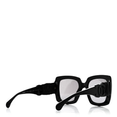 Acetate Calfskin Polarized Square Sunglasses 5474-Q Black