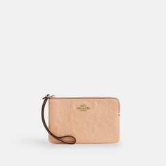 Coach Outlet Corner Zip Wristlet In Signature Leather With Charm