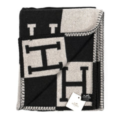 Wool Cashmere Avalon Blanket Ecru Gris Fonce