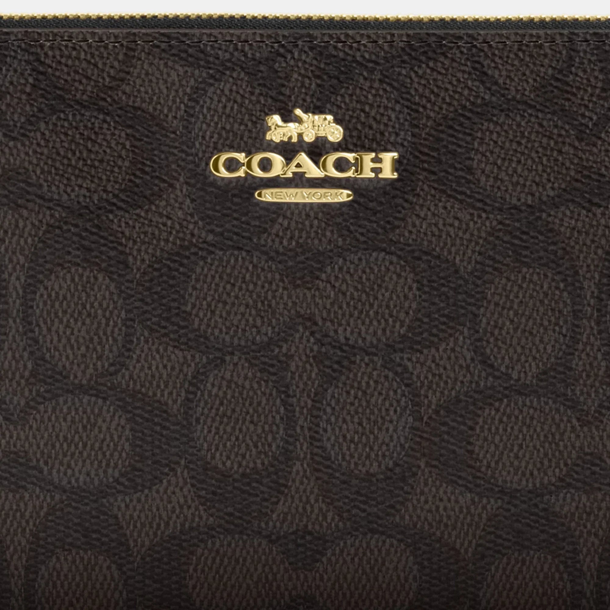 Coach Outlet Large Corner Zip Wristlet In Signature Canvas