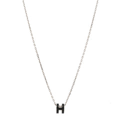 Lacquered Palladium Mini Pop H Pendant Necklace Black