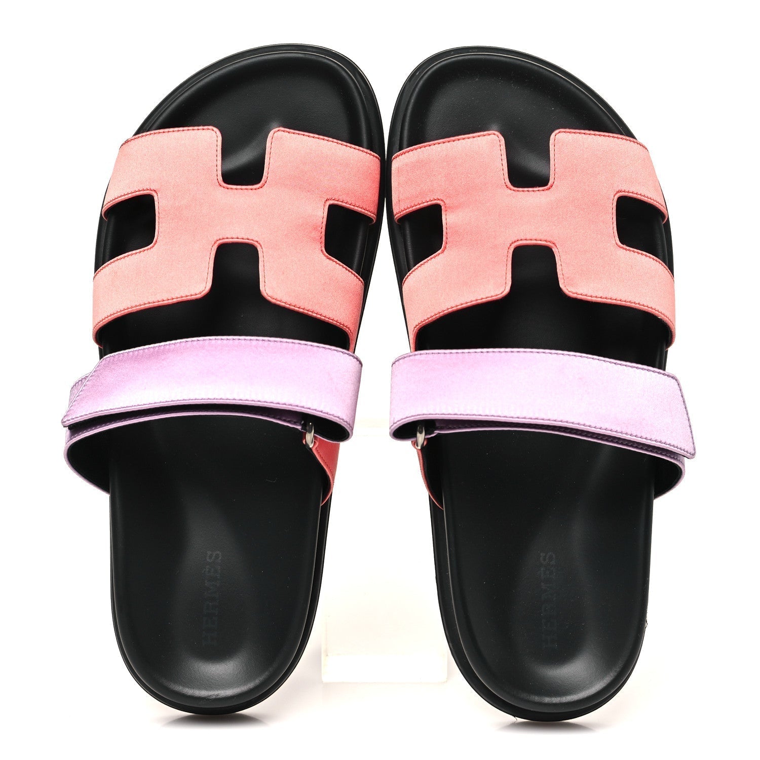 Satin Crepe Chypre Sandals 37.5 Rose Peche Violet Petale