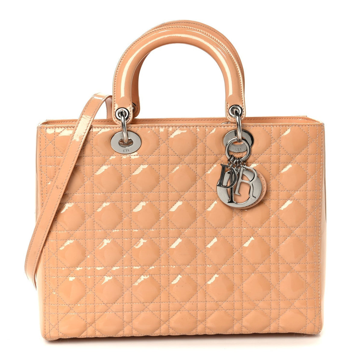 Patent Cannage Large Lady Dior Rose Clair