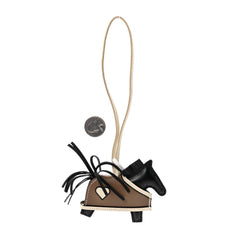 Milo Lambskin Grigri Rodeo Robeo Coeur Bag Charm PM Black Craie Etoupe