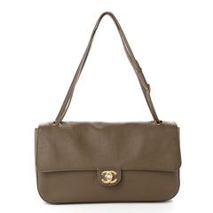 Grained Calfskin Small Souplissimo Maxi Flap Light Brown