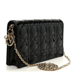 Patent Cannage Lady Dior Convertible Clutch Black