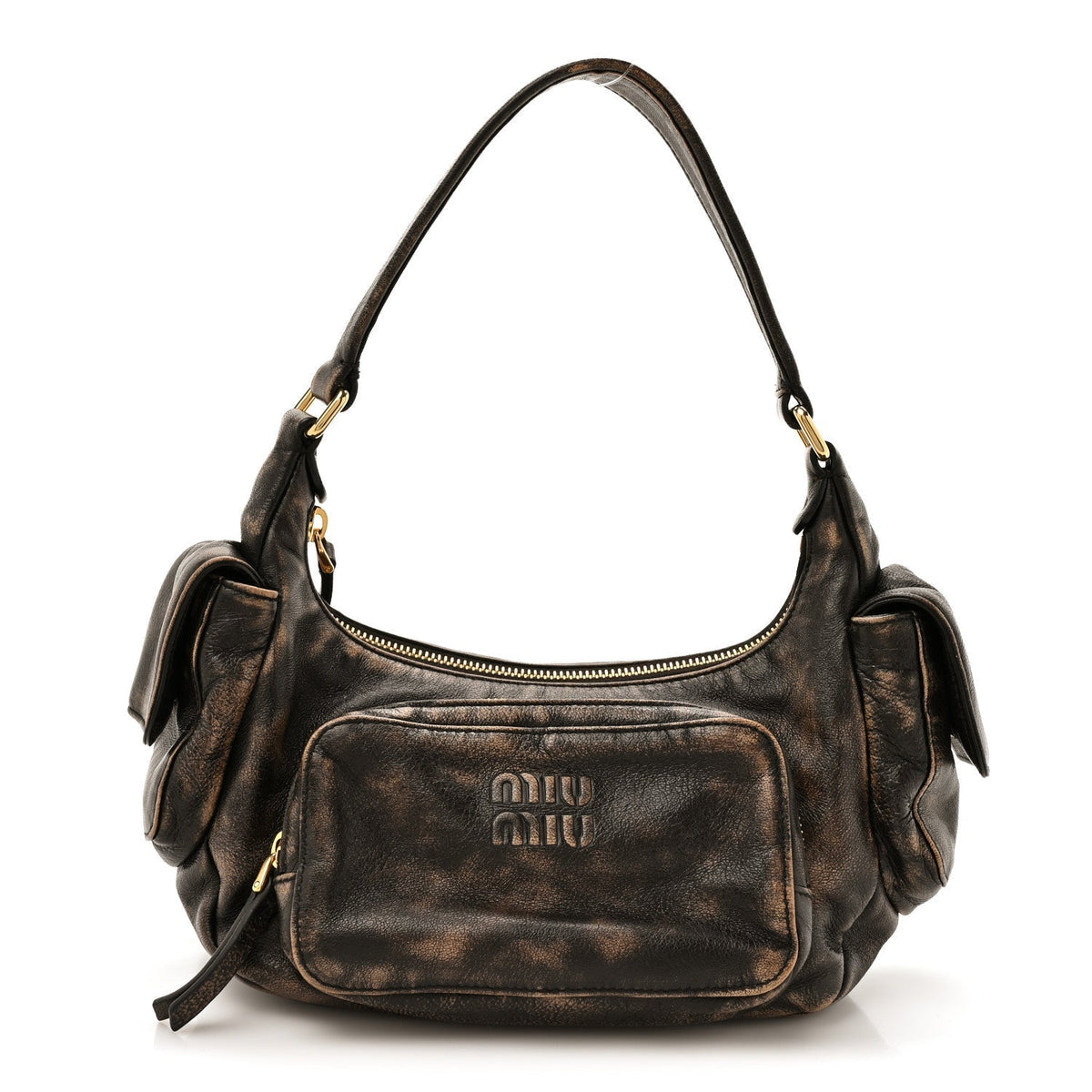 Distressed Nappa Pocket Bag  Sand Coffee