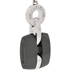 18K White Gold Diamond Ceramic Ultra Drop Earrings Black