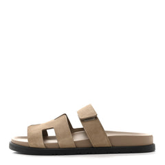 Suede Goatskin Womens Chypre Sandals 40.5 Beige Sable