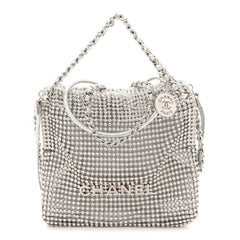 Crystal Embellished Metallic Lambskin Mini Chanel 22 Silver