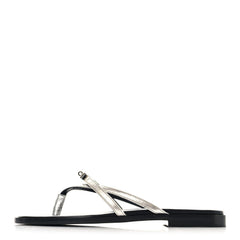 Metallic Goatskin Miss Sandals 37 Gris Argente