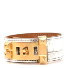 Matte Niloticus Crocodile Himalaya Collier De Chien CDC 24 Bracelet T3 Blanc