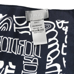 X SHAWN STUSSY Silk Printed Square Scarf Blue White
