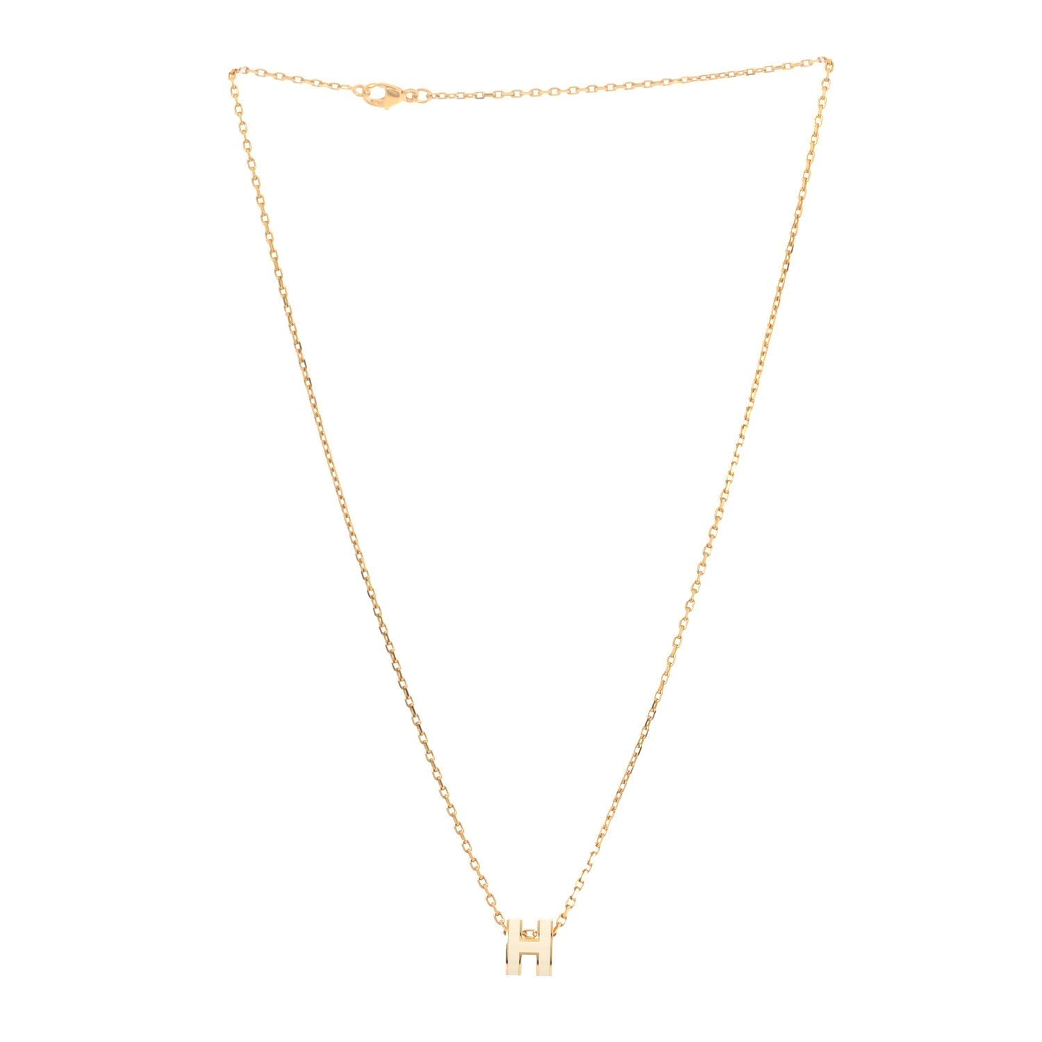 Lacquered Gold Mini Pop H Pendant Necklace White