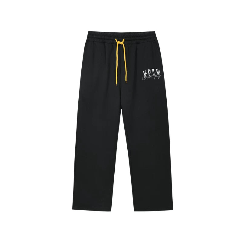 MEDM American basic font loose straight leg sweatpants with spring and autumn velvet drawstring for men and women's casual sports pants