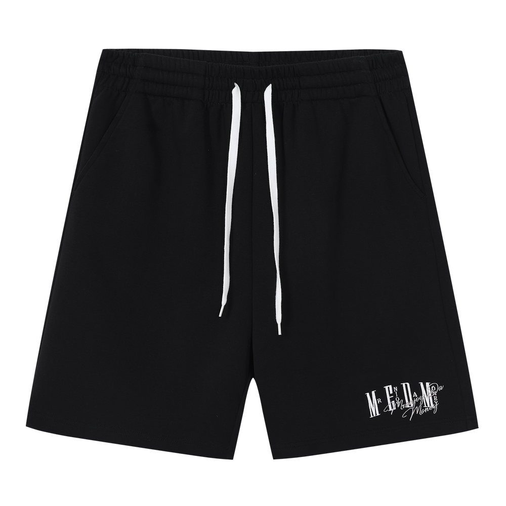 MEDM Color Basic Versatile Logo Embroidered Loose Shorts Trendy Men's and Women's Simple Drawstring Casual Pants Summer