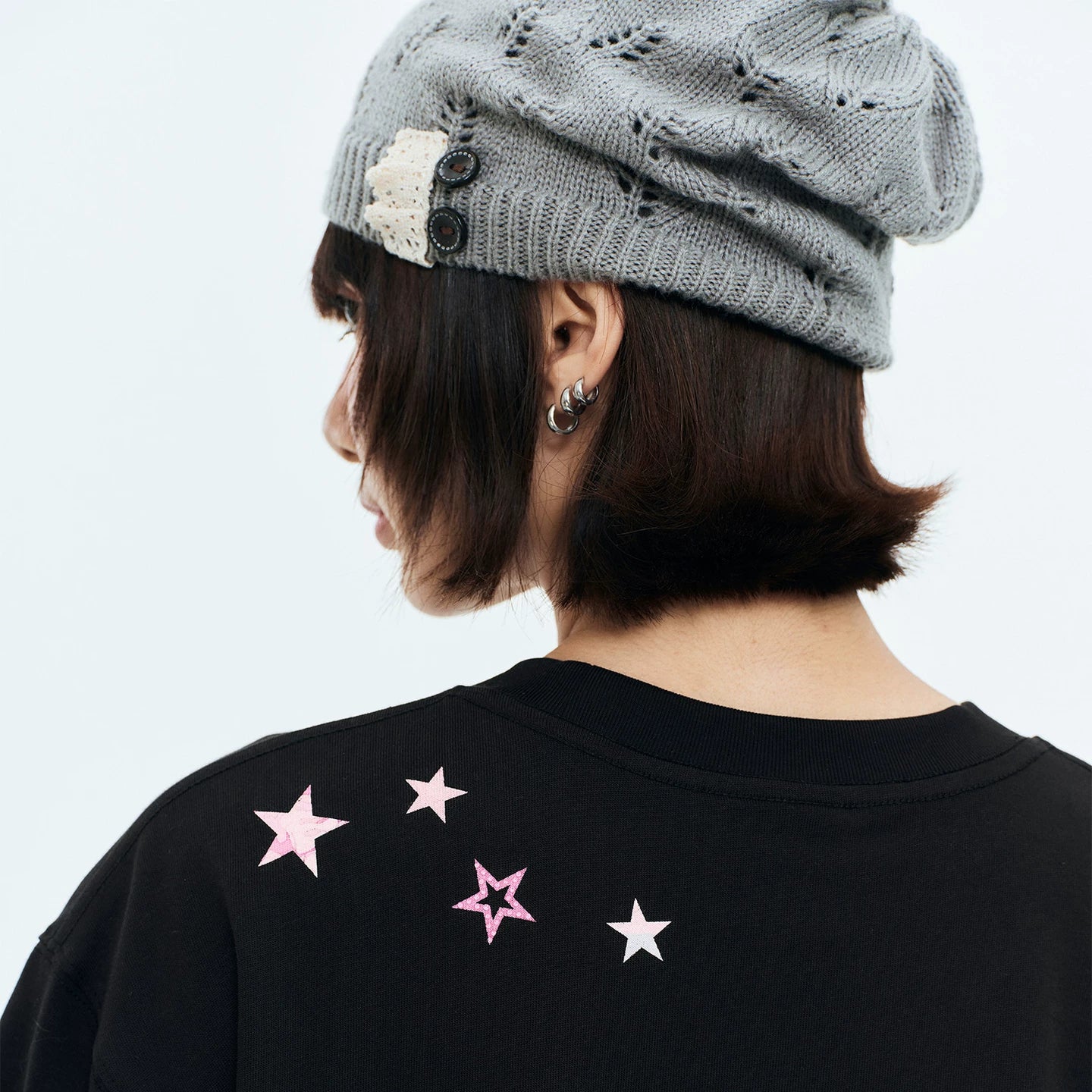 MEDM Camouflage Letter Sticker Diamond Simple Casual Round Neck T-shirt Street Relaxation Loose Look Slim Couple Short Sleeve Summer