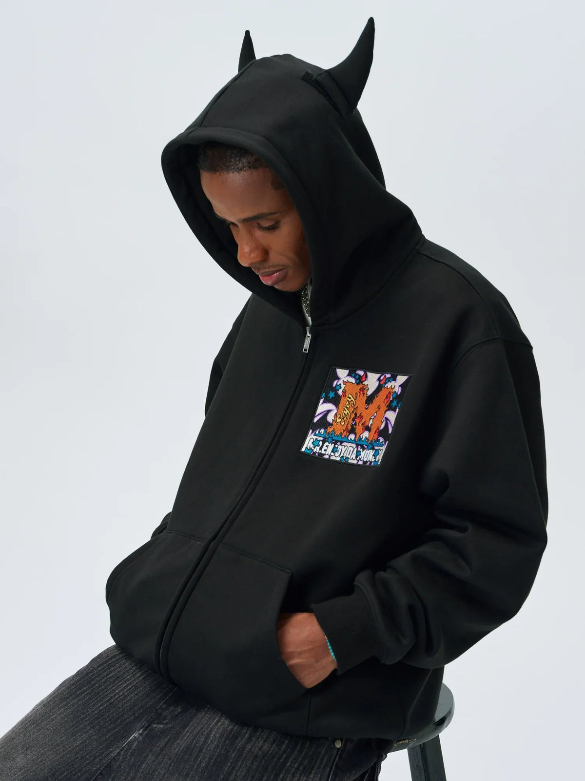MEDM Angel & Devil Horns Zip-Up Hoodie