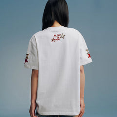 MEDM leather leopard print collage large logo casual round neck short sleeved American retro style loose couple T-shirt summer