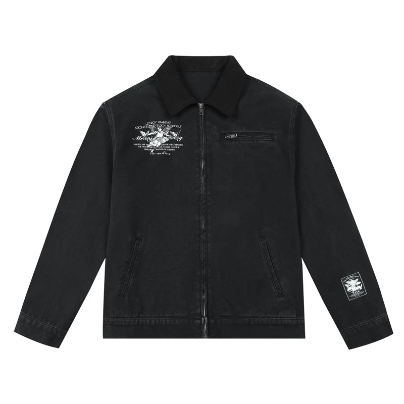KKLUV/Zuo Qihan Same Style MEDM Angel Pigeon Detroit Embroidered Jacket Men's Autumn American Coat