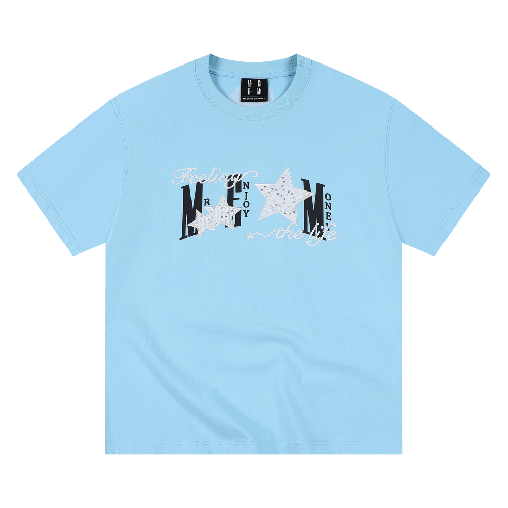 MEDM Little Fragrance Star Patch Cloth Letter Printed Casual Round Neck T-shirt American Street Versatile Cotton Couple Short Sleeve