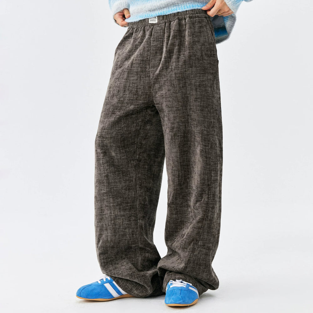 MEDM Simple Solid Color Imitation Linen Corduroy Casual Pants Trendy Brand Basic Versatile Loose Couple Straight Leg Pants