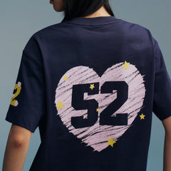 MEDM 52 Limited Edition Love Plush Printed Casual Round Neck Short Sleeve Couple's Loose Heavy Cotton T-shirt Summer