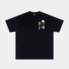 Hou Minghao's Rose 3D Embroidered Short Sleeve T-shirt MEDM American Street Loose Edition Cotton Short Sleeve