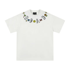 MEDM Butterfly Embroidered Neckline Tee