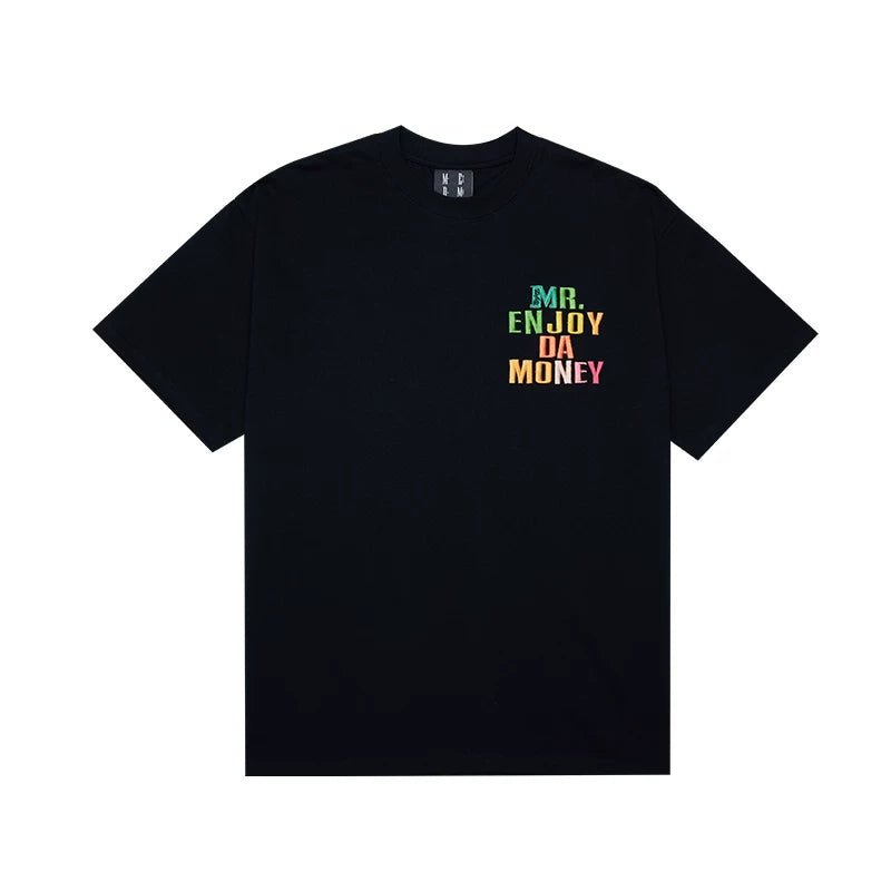 MEDM American embroidered short sleeved T-shirt made of pure cotton, breathable, hip-hop trendy, high street casual men's clothing