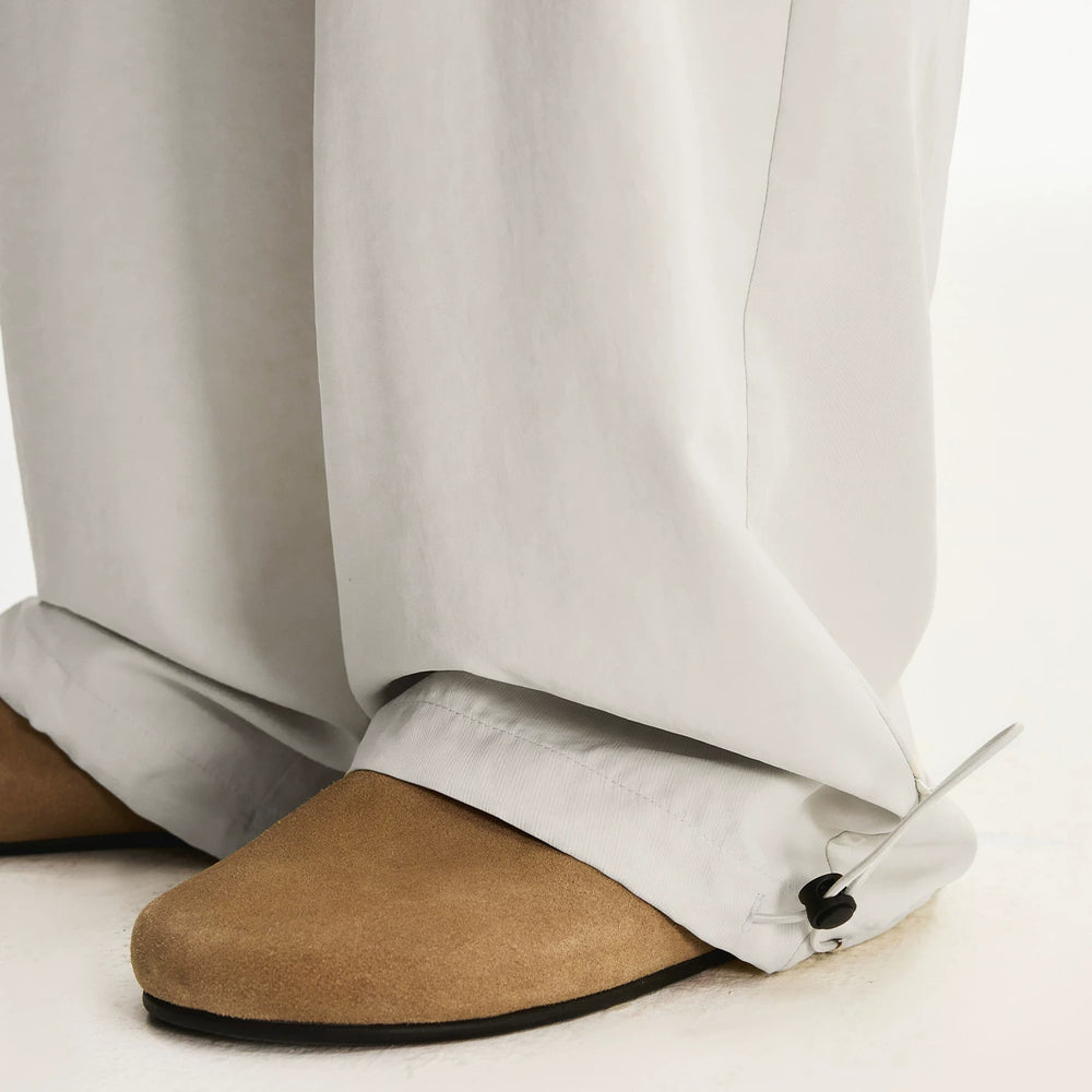 MEDM solid color simple wide leg casual loose straight tube paratrooper pants with side drawstring versatile commuting floor pants for men