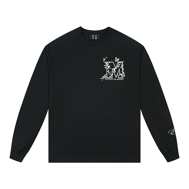 MEDM Big M Butterfly Vine Embroidered Long Sleeve Tee