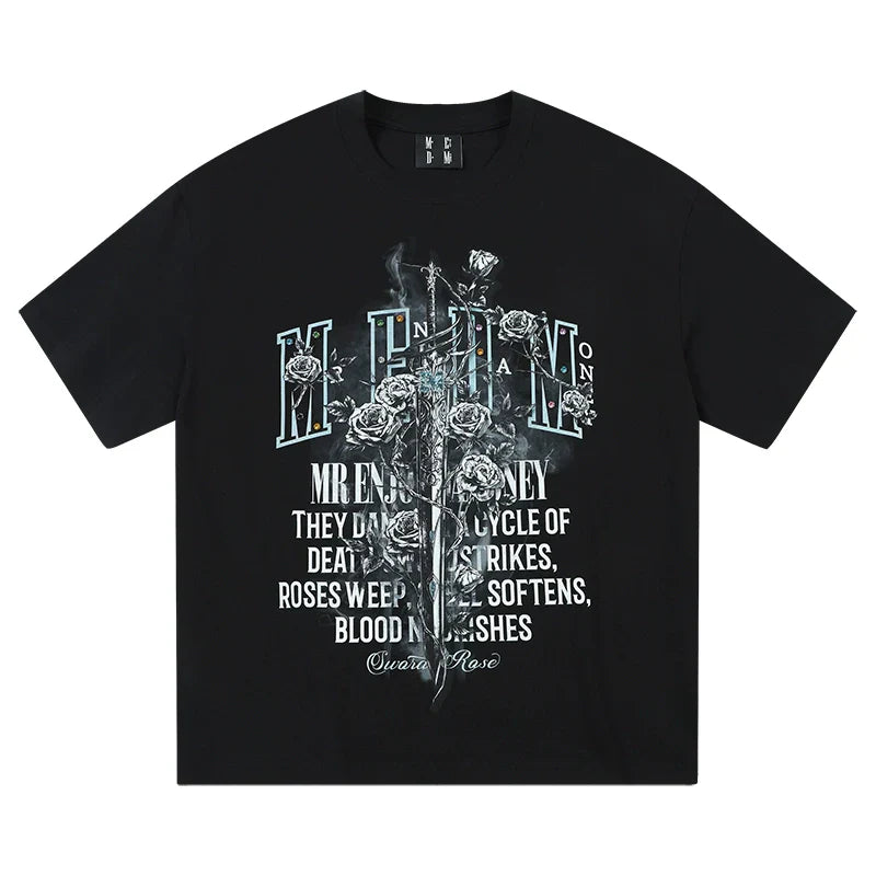 MEDM Sword and Rose Multicolor Diamond Tee