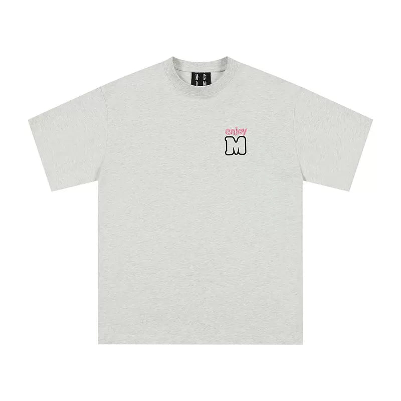 MEDM Summer Trendy Brand Color Match M Basic Short Sleeve T-shirt for Men, Versatile, Casual Couple, Loose Half Sleeve T-shirt for Women