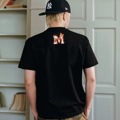 MEDM flame shaped letter logo print casual round neck short sleeved American street unisex loose T-shirt