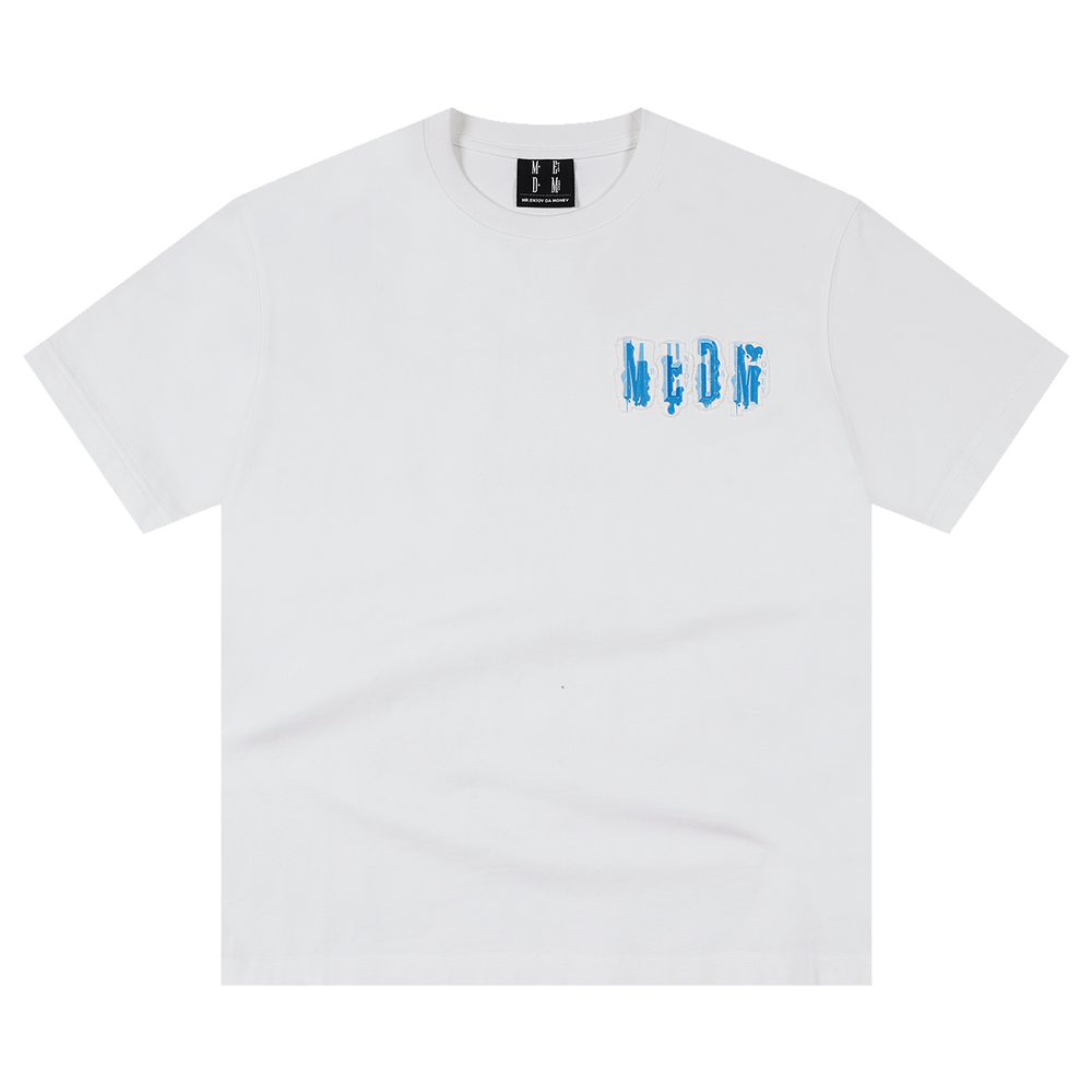 MEDM MELTING ICE Patchwork Letter Printed Casual Round Neck Short Sleeve American Trendy Versatile Couple T-shirt