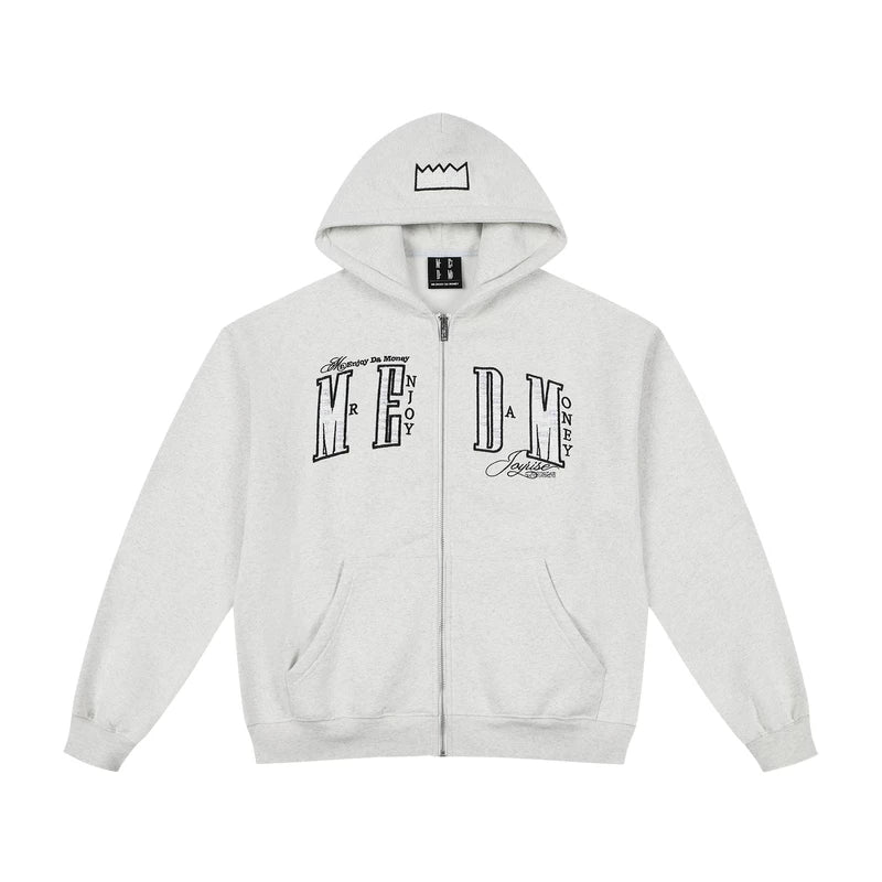 MEDM 26 New Pearl Letter Casual Zipper Hoodie Spring and Autumn American Plush Couple Hoodie Hoodie Sweatshirt