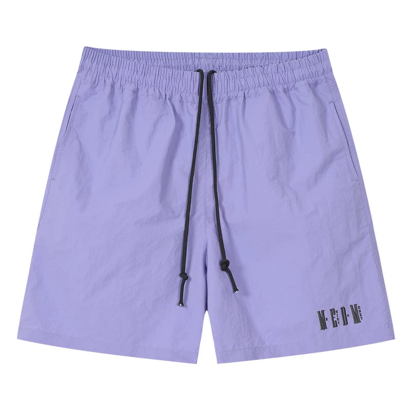 MEDM Beach Sports Speed Drying Functional Letter Embroidered Casual Pants Commuter Versatile Multi Color Drawstring Loose Shorts
