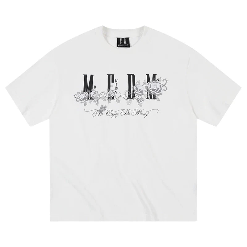 MEDM Beaded Rose Embroidery Logo Tee