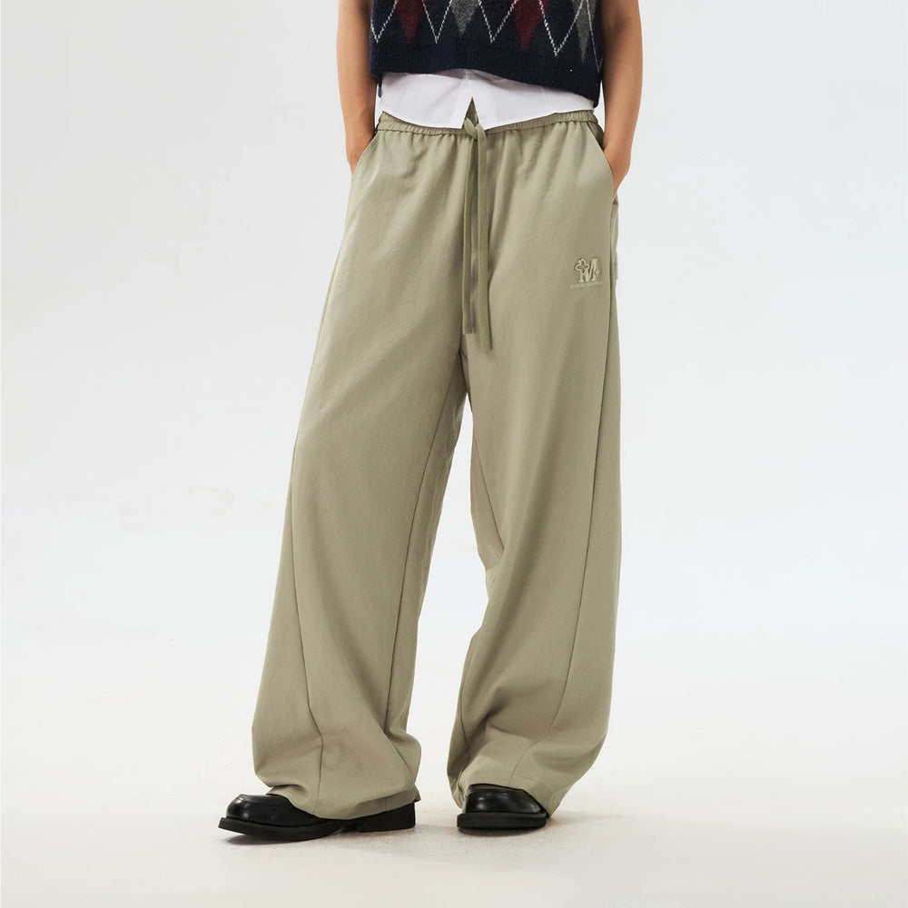 MEDM deconstructive splicing basic drawstring casual pants for men and women, American style simple and versatile wide leg loose pants for spring and autumn
