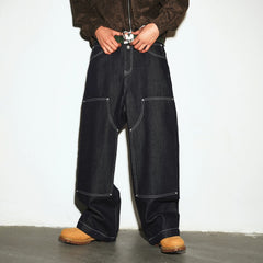 MEDM casual straight tube stiff vintage casual jeans spring American street versatile loose workwear pants men