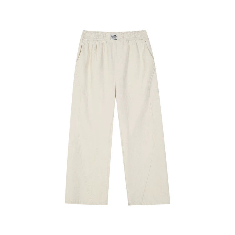 MEDM Simple Solid Color Imitation Linen Corduroy Casual Pants Trendy Brand Basic Versatile Loose Couple Straight Leg Pants
