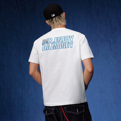 MEDM contrasting leopard print patch embroidered casual round neck T-shirt with star graffiti base pure cotton loose short sleeved men and women