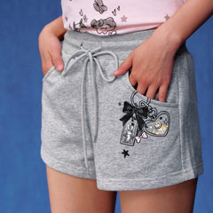 MEDM Cute Graffiti Keychain Heavy Fabric Ultra Short Pants Street Spicy Girl Style Basic Versatile Casual Pants Women