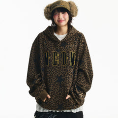 MEDM personalized leopard print camouflage casual hooded sweatshirt for autumn and winter American commuting men's and women's loose hoodies