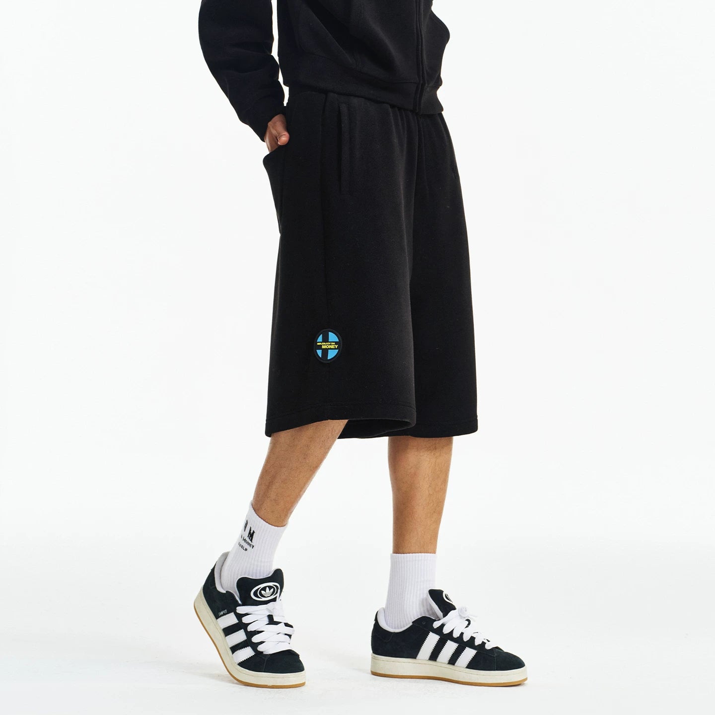 MEDM 26 new lightweight fleece fluffy casual shorts trend solid color simple men's and women's loose straight leg pants