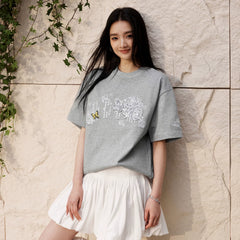 Hou Minghao's same MEDM lace short sleeved T-shirt with American hip-hop style, pure cotton TEE, unisex loose top