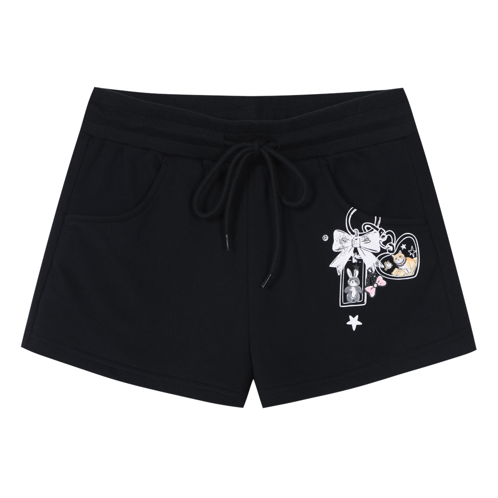 MEDM Cute Graffiti Keychain Heavy Fabric Ultra Short Pants Street Spicy Girl Style Basic Versatile Casual Pants Women