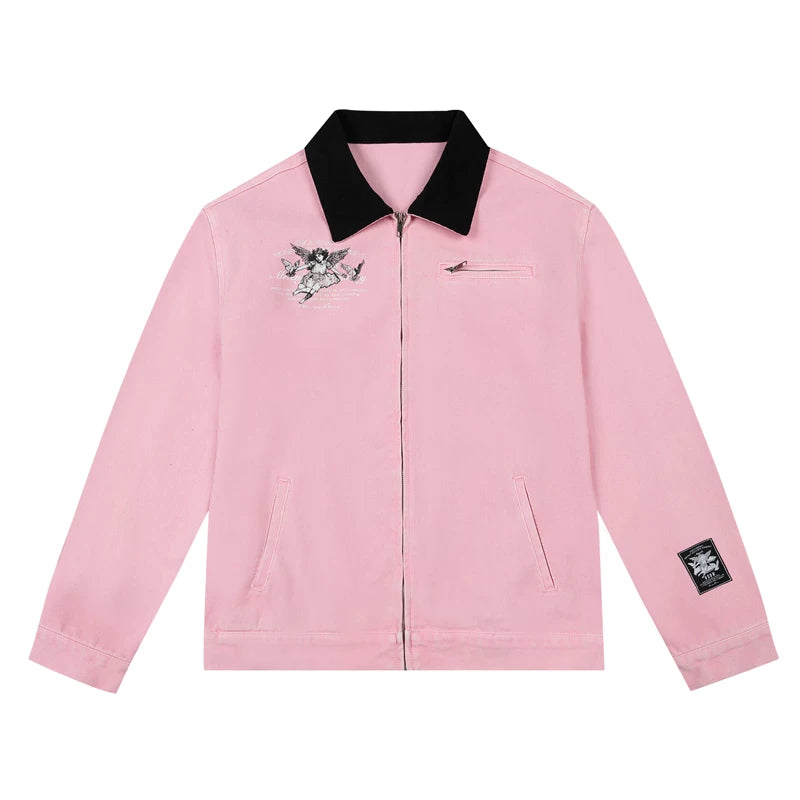 KKLUV/Zuo Qihan Same Style MEDM Angel Pigeon Detroit Embroidered Jacket Men's Autumn American Coat