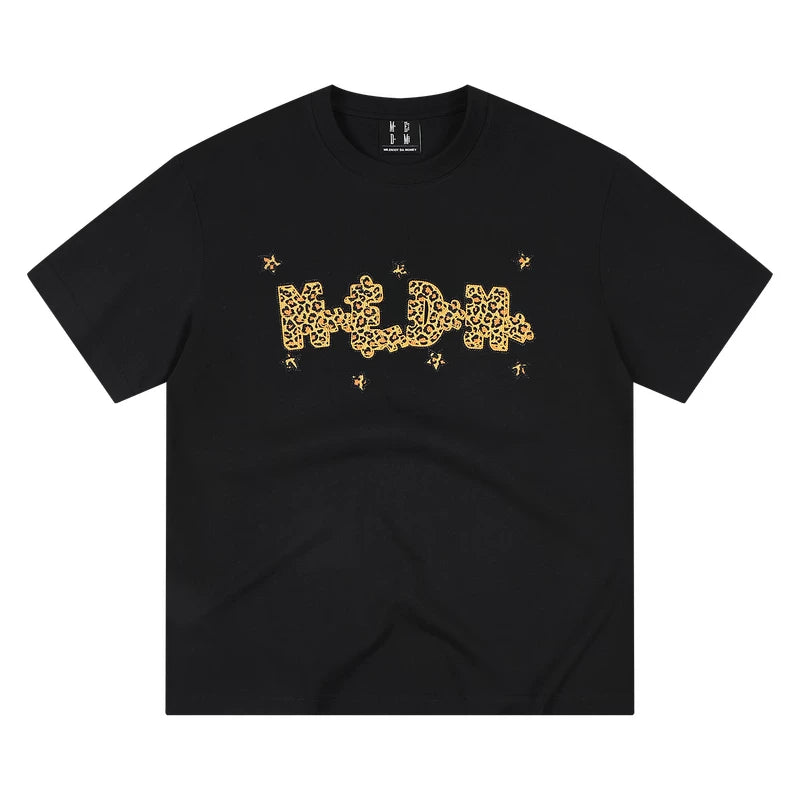 MEDM wild fun flash puzzle full diamond casual round neck short sleeved street retro neutral style cool loose T-shirt summer